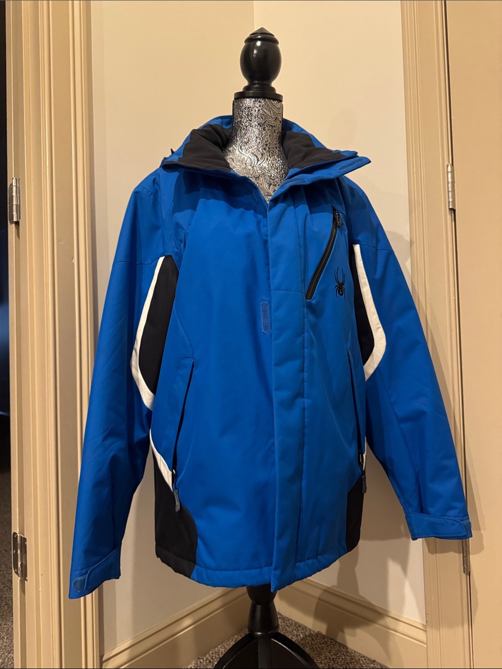 Spyder Men's Blue Insulated Ski Jacket with Hood